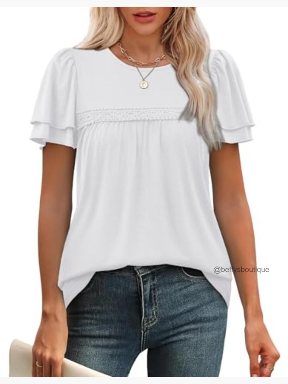 Dressy Casual Peplum Babydoll Top Ruffle Short Sleeve Blouse Tunic - Picture 2 of 5